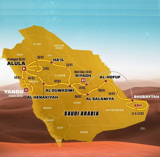 Mapa do Rali Dakar - Edição de 2024 - 46ª Edição
