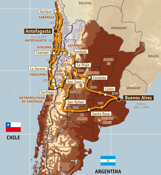 Mapa do Rali Dakar - Edio de 2010