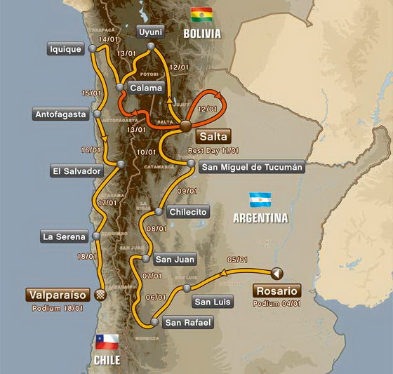 Mapa do Rali Dakar - Edição de 2014