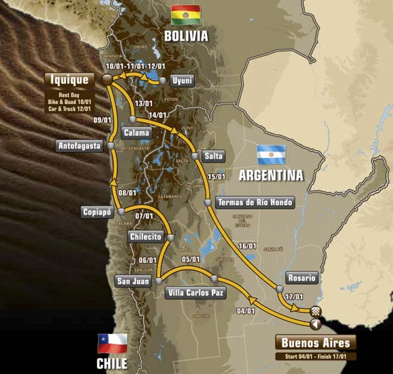Mapa do Rali Dakar - Edição de 2015