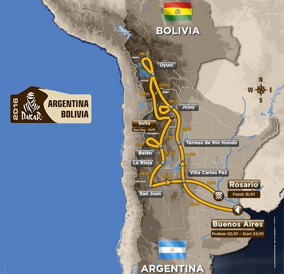 Mapa do Rali Dakar - Edição de 2016